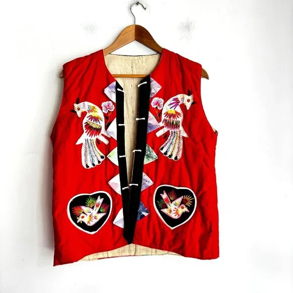 Vintage Ethnic Patchwork Colourful 3D Vest M - Picture 2 of 6